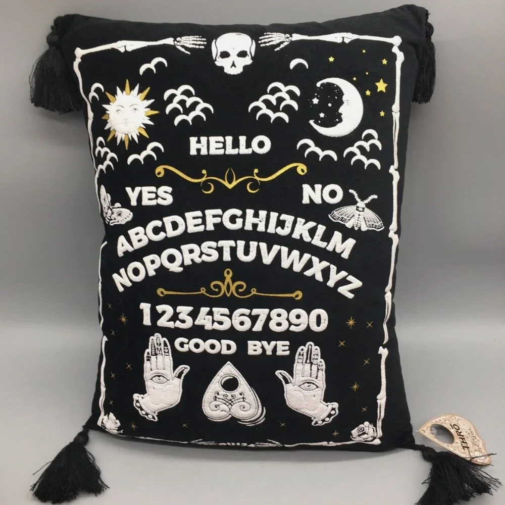 Thro Halloween Ouija Board Palmistry Fortune Teller Feather Pillow Decor Tassels